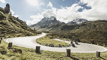 Two motorcyclists on the Silvretta High Alpine Road